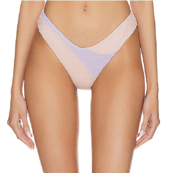 Lovers + Friends Catcha Wave bikini bottom high cut pink blue cheeky Revolve XS - Picture 1 of 7